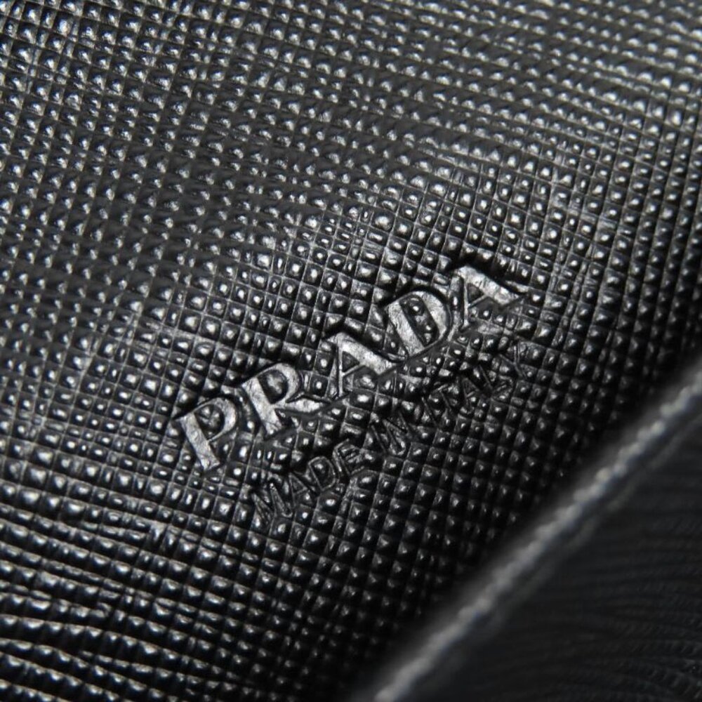 Prada 2 Ml188 Saffiano Leather Triangle Logo Triangle Plate Round Zip Long - Picture 7 of 8